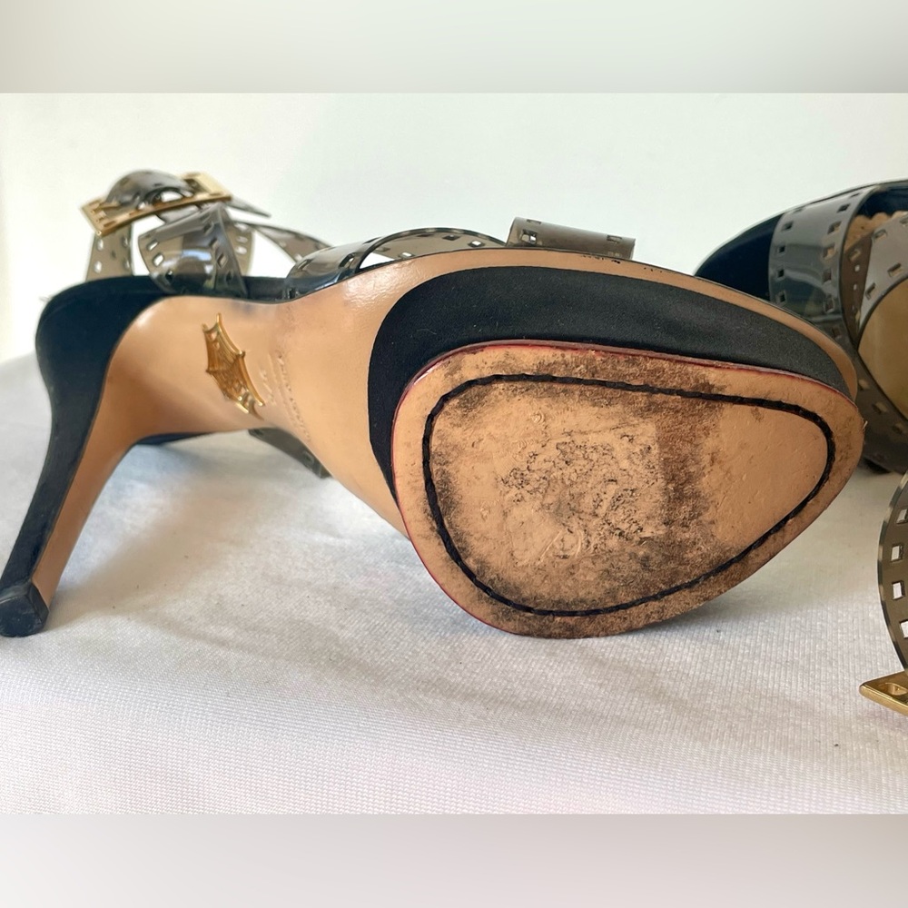 Charlotte Olympia Take 85 “filmstrip” platforms, gold film buckle, EUC, 37.5 - Picture 11 of 12